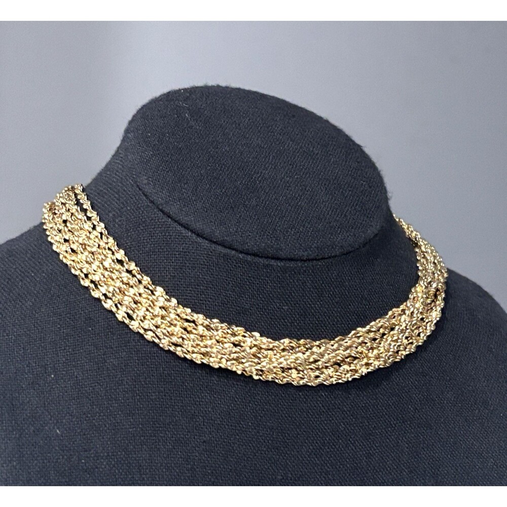 Vintage Multi Strand Gold Tone Necklace Choker Layered